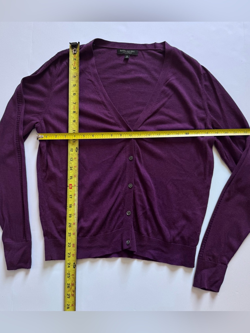 Banana Republic Deep Purple V-Neck Button Cardigan,Size XL - Picture 4 of 7
